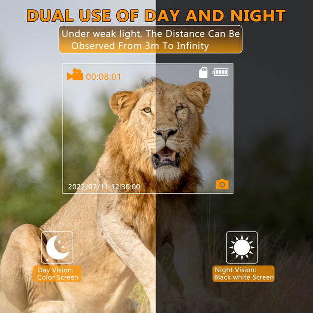 Digitala Mörkerseendeglasögon & Monokulära med LCD-skärm Tracking upp till 200M HD Infraröd (IR) med Foto & Video för Spotting, Jakt Wildlife/Brun