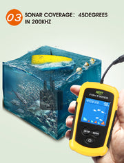 Bärbar Fish Finder Handhållen Fish Finder Fish Location och vattendjup Sonar Sensor LCD Display för sjö / is / kajak / kust / kanot fiske