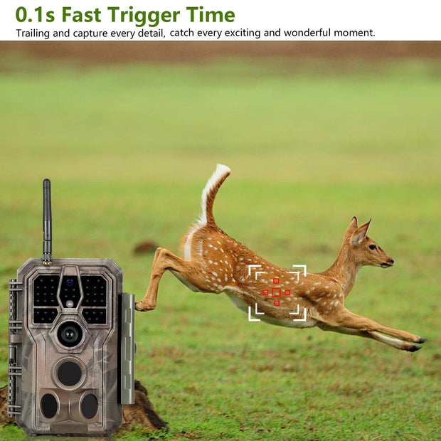 Wireless Bluetooth WildlifeTrail Camera with Night Vision Motion Activated 32MP 1296P Waterproof Stealth Camouflage for Hunting, Home Security