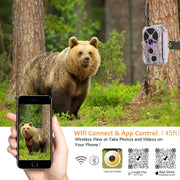 Wireless Bluetooth Wildlife Trail Camera with Night Vision Motion Activated 32MP 1296P Waterproof for Hunting, Home Security