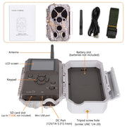 Wireless Bluetooth Wildlife Trail Camera with Night Vision Motion Activated 32MP 1296P Waterproof for Hunting, Home Security