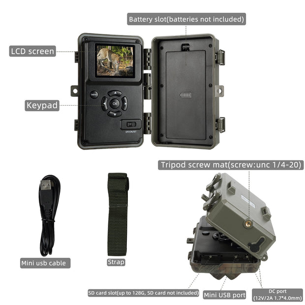 2-Pack Wildlife Trail Camera with Night Vision 0.1S Trigger Motion Activated 24MP 1296P IP66 Waterproof for Hunting & home security | A323