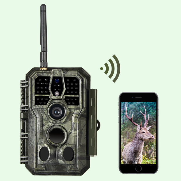 WiFi Åtelkamera 32MP HD 1296P Mörkerseende och Rörelsedetektor med Bluetooth, 940nm Infraröd, IP66 Vattentät för Utomhus och Vilda Djur| A280W Grönt