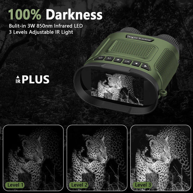 Digital Mörkerkikare 40MP Bild 2.5K Video med 3" IPS-skärm Stjärnljusavstånd till 300M för Jakt Fiske Camping Klättring på Natten | DT29 Grön