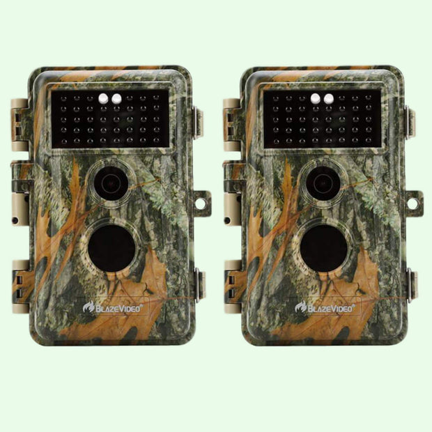 2-Pack Wildlife Trail Camera with No Glow Night Vision 0.1S Trigger Motion Activated 24MP 1296P IP66 Waterproof for Hunting & home security