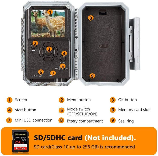 Wireless Bluetooth WiFi Game Trail Deer Camera 24MP 1296P Video Night Vision No Glow Motion Activated Waterproof Photo & Video Model