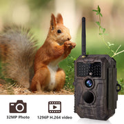 WiFi Viltkamera 32MP HD 1296P Mörkerseende och Rörelsedetektor med 0.5s Triggerhastighet No Glow, 940nm Infraröd, IP66 Vattentät för Utomhus och Vilda Djur| W600 Röd